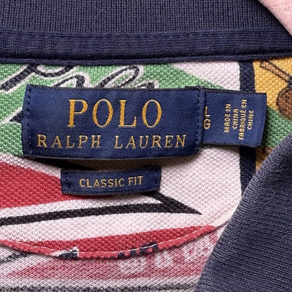 Polo Ralph Lauren Pennant Flag Shirt Baseball Bears All Over Print Sz L * READ* - Picture 3 of 14